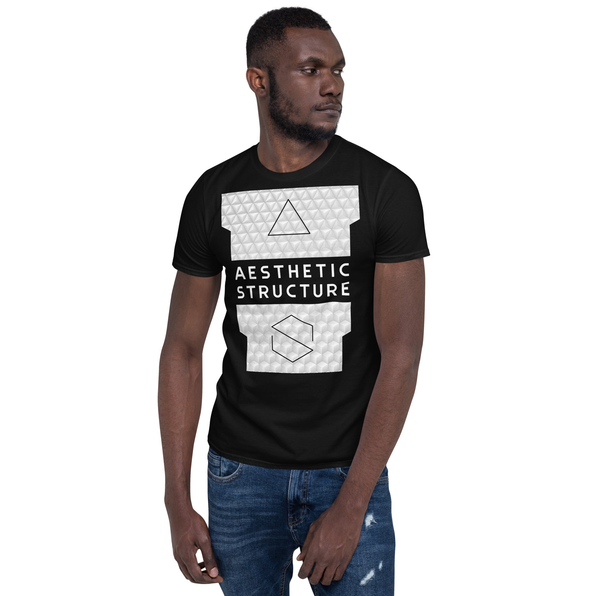 Flattering BLACK Aesthetic Structure SHARP Short-Sleeve Unisex T-Shirt