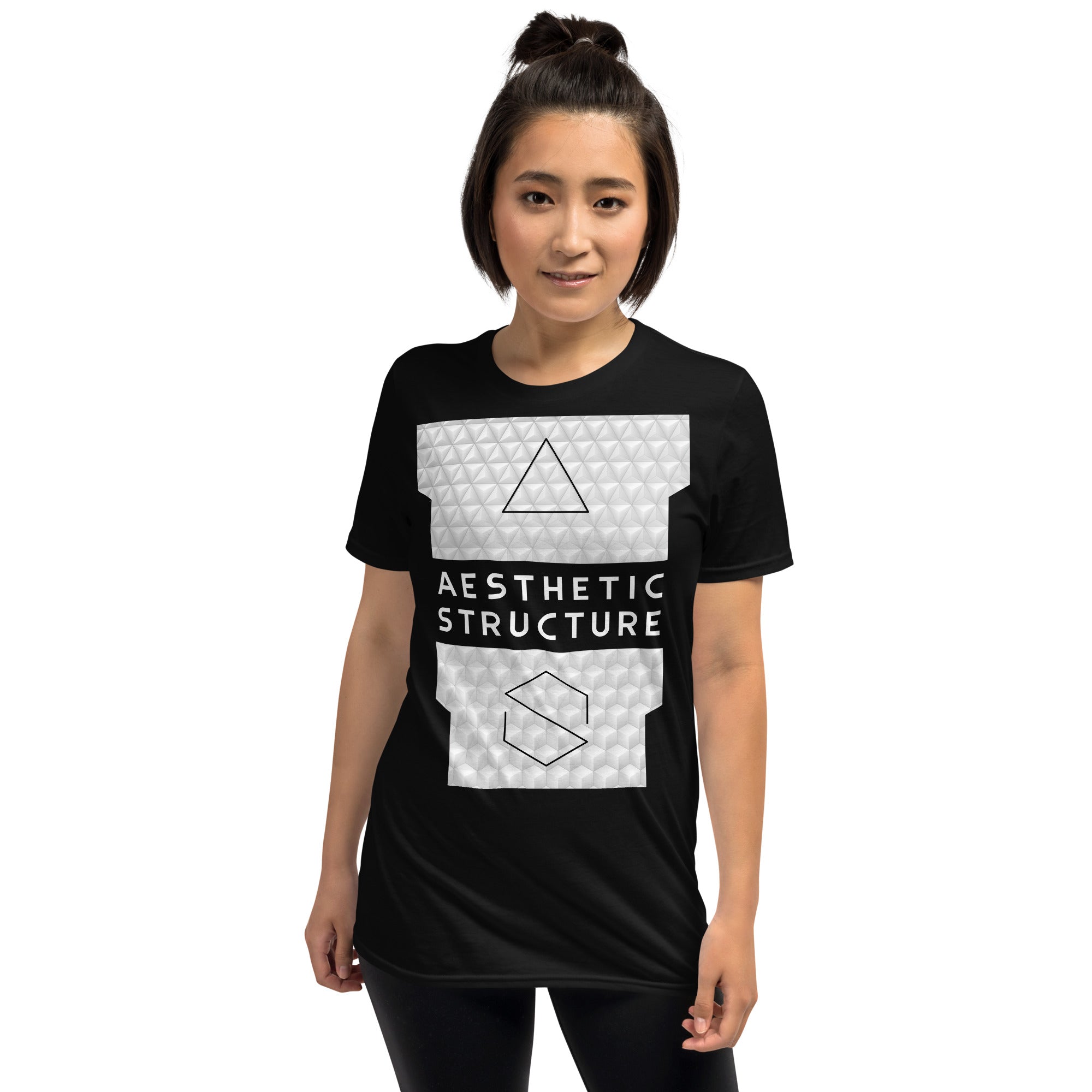 Flattering BLACK Aesthetic Structure SHARP Short-Sleeve Unisex T-Shirt