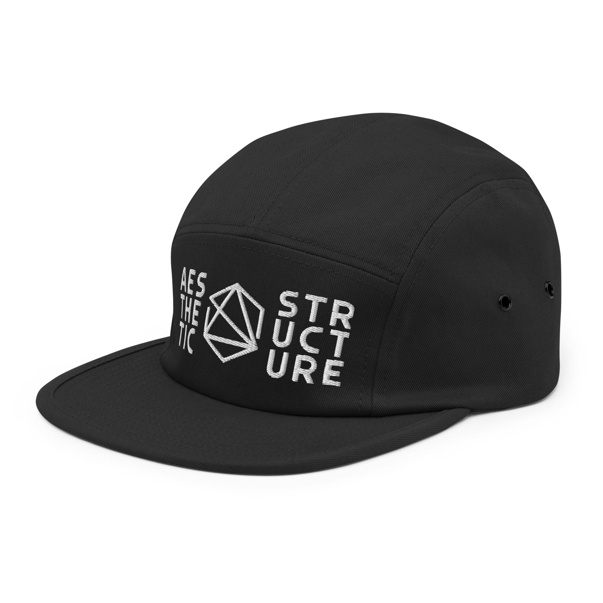 Unisex BLACK Aesthetic Structure Streetwear BRIGHT Five Panel Cap