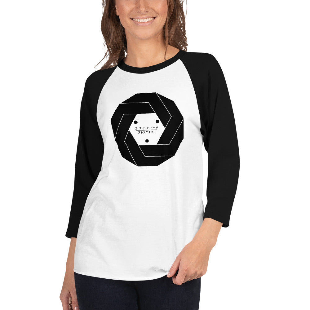 Aesthetic Structure PORTAL Black/White 3/4 Sleeve Raglan Shirt