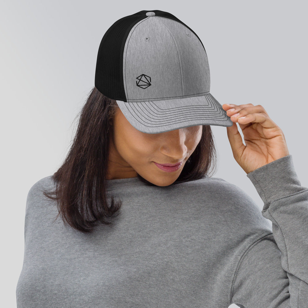 Unisex Breathable Mesh GREY // BLACK Aesthetic Structure TRAIL [ Trucker Cap ]